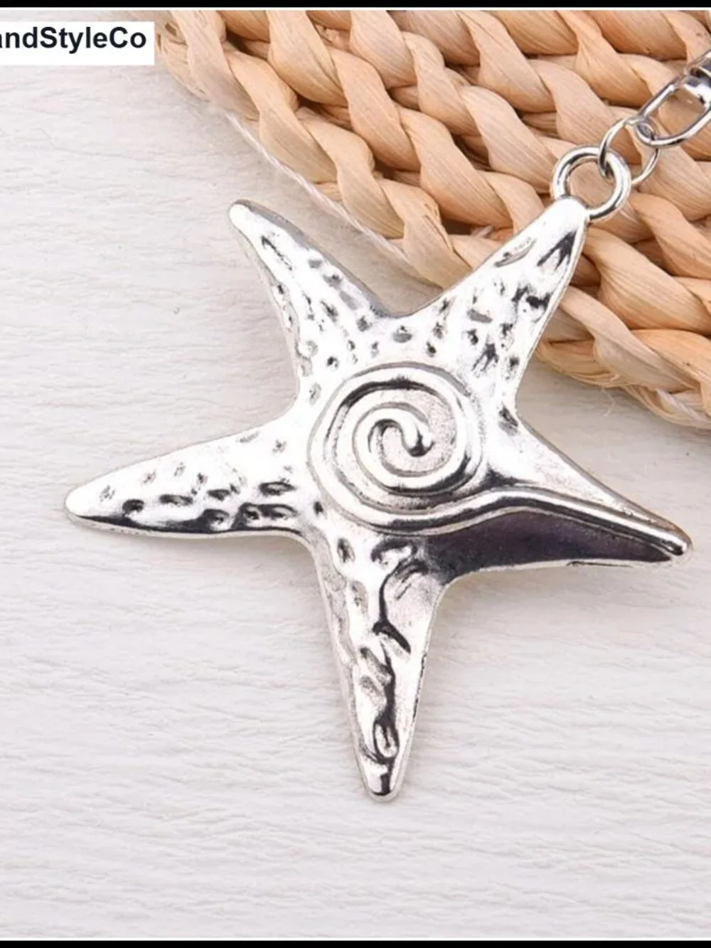 Silver Starfish Heart Bag Charm Keychain Y2K Beach Purse Accessory